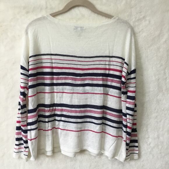 Joie White Multi-Striped Linen Sweater - Picture 6 of 9